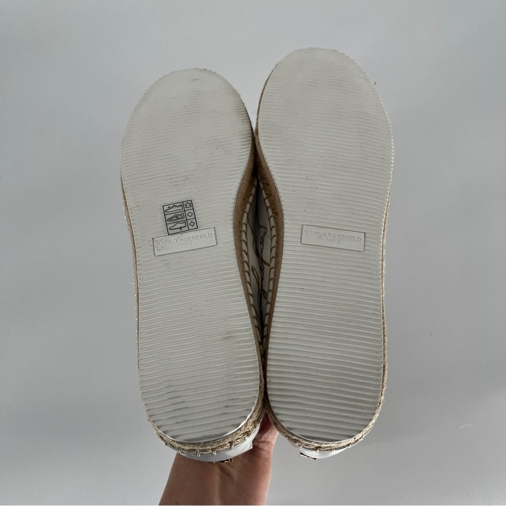 Karl Lagerfeld Michaela Espadrille Flats White Logo - Size 9.5 - Picture 10 of 12